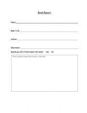 English Worksheet: Book Report 