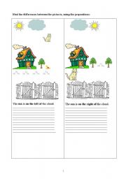 English Worksheet: find the differences with peepostions