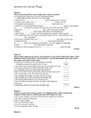English Worksheet: Revision for the 7th grade