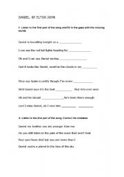 English Worksheet: Daniel by Elton John