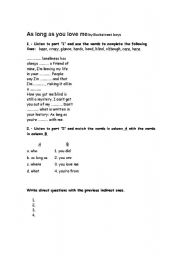 English Worksheet: as long as you love me