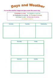 Days and Weather matching worksheet