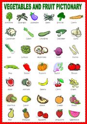 English Worksheet: Vegetable and Fruit Pictionary