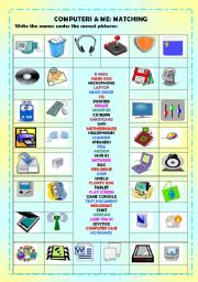 English Worksheet: Computers & Me: matching