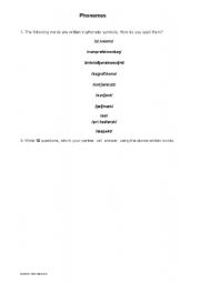 English worksheet: Phonemse