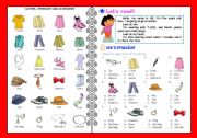 English Worksheet: CLOTHES/ READING ACTIVITY / MULTIPLE CHOICE editable