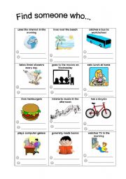 English Worksheet: Find Someone Who - Present Simple