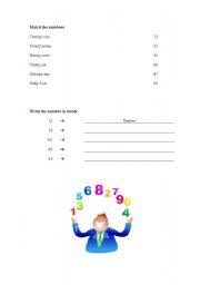 English worksheet: Numbers activity review