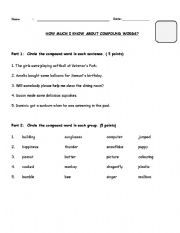 English Worksheet: compound words