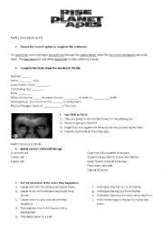 English Worksheet: Video Session Rise of the planet of the apes
