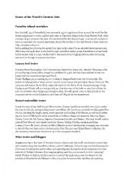English Worksheet: Best Job Ever!