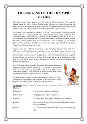 English Worksheet: The Origins of the Olympic Games