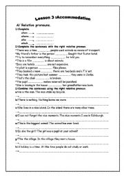 English Worksheet: accommodations