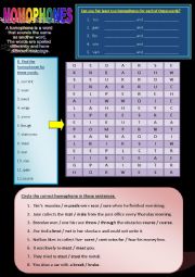 English Worksheet: Homophones