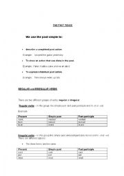 English Worksheet: PAST SIMPLE, REGULAR AND IRREGULAR VERBS