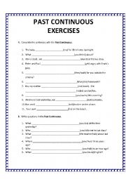 English Worksheet: Past Continuous