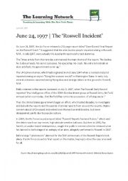 English Worksheet: Roswell UFO Reading, Vocabulary & Speaking