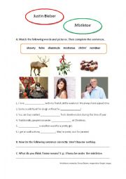 Song Worksheet: Mistletoe by Justin Bieber