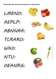 English Worksheet: Fruits