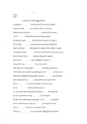 English Worksheet: complete with one word