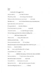English Worksheet: complete with one word