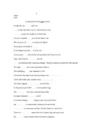 English Worksheet: complete with one word