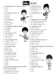 The Beatles Quiz - ESL worksheet by clau87