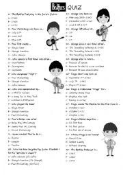 English Worksheet: The Beatles Quiz