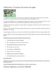 English Worksheet: Las Leonas at the Olympic Games
