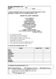 English Worksheet: READING COMPREHENSION