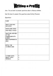 English Worksheet: Writing profile