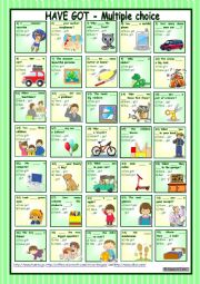 English Worksheet: Have got - multiple choice * with 35 pictures and sentences *  with key