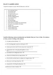 English Worksheet: Plant Classification