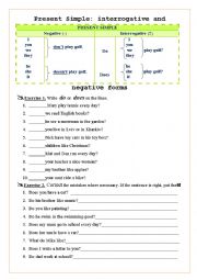 English Worksheet: present simple: negative, interrogative