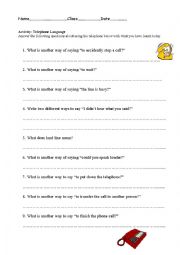 English Worksheet: Telephone Language