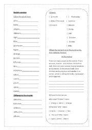English Worksheet: Plural exercises