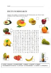 Fruits Wordsearch