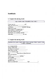 English Worksheet: Beautiful girls - Sean Kingston