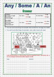 English Worksheet: SOME / ANY / A / AN