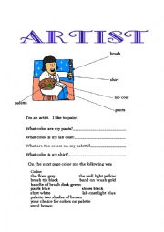 English Worksheet: Artist.   Color ME