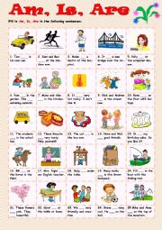 English Worksheet: Am, Is, Are