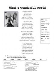 English Worksheet: What a wonderful world