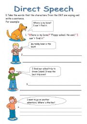 English Worksheet: Direct Speech