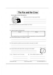 English Worksheet: The Fox and The Crow