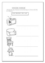 English Worksheet: Living room activity