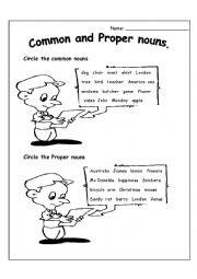 English Worksheet: Common & Proper Nouns