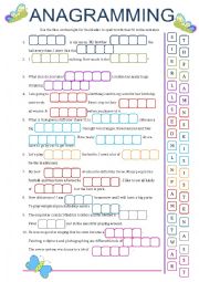 English Worksheet: Anagramming