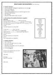 English Worksheet: What makes you beautiful - One Direction