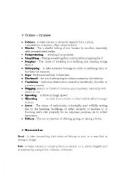 English Worksheet: CRIME VOCABULARY