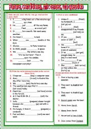 English Worksheet: Futures, cero and first conditional, wh question, mix tenses.